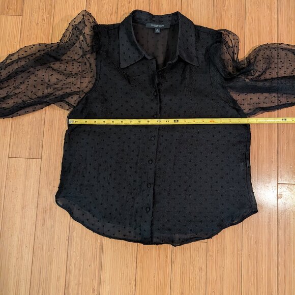 Black sheer polka dot blouse by Marc New York size medium - Picture 6 of 8